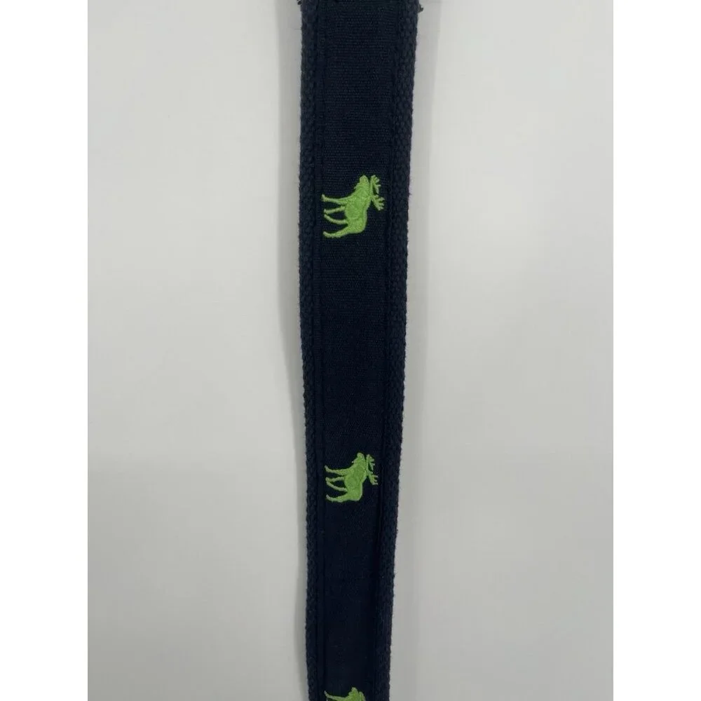 Abercrombie & Fitch Wide Blue Green Moose Logo‎ Cotton Web Belt - Size 8